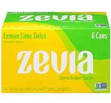 Zevia Sugar Free Soda 6-Pack, 6x355mL - Lemon Lime Twist (BB: AUG-24-26)