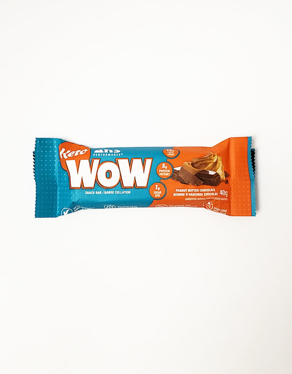 ANS Performance Keto WOW Bars, 40g - Peanut Butter Chocolate Bar(BB:APR-30-26)