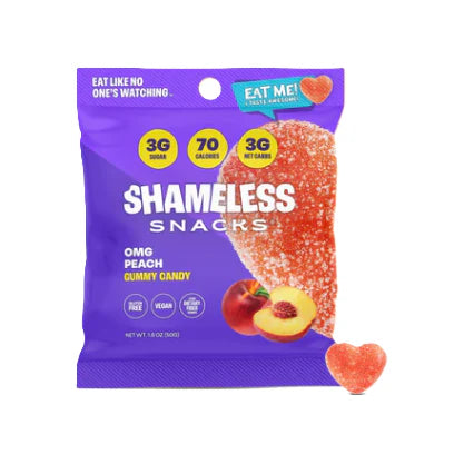 Shameless Snack Gummy Candies, 50g - OMG Peach (BB:NOV-21-26)