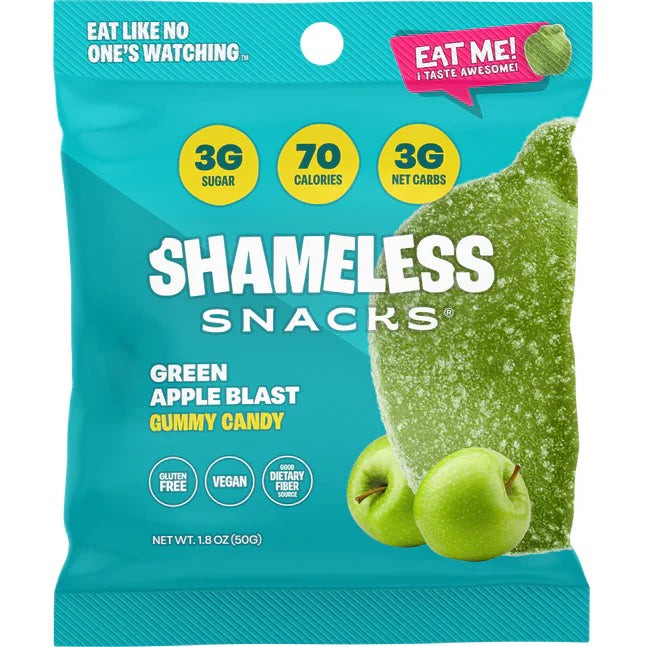 Shameless Snack Gummy Candies, 50g - Green Apple Blast (BB: SEP-26-26)