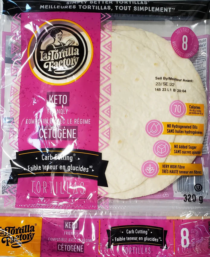 La Tortilla Factory Carb Cutting Tortillas, 8 Wraps x 40g