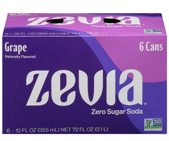 Zevia Sugar Free Soda 6-Pack, 6x355mL - Grape (BB: NOV-12-26)