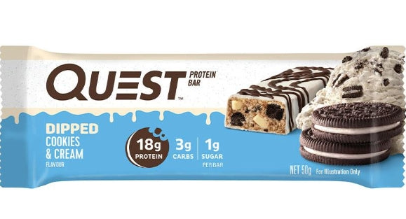 Quest Nutrition Protein Bar 60g (single) - Dipped Cookies & Cream (BB: AUG-06-26)