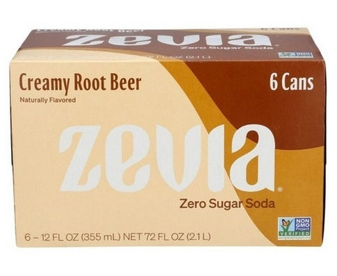 Zevia Sugar Free Soda 6-Pack, 6x355mL - Creamy Rootbeer (BB: JUL-30-26)